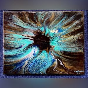 “Cosmic Ocean” Resin & Acrylic 11x14 Canvas Art created by Austin Christensen